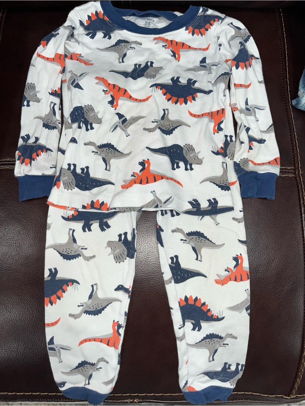 Kids Navy & Orange Dinosaur Pajama Set - Carter's Size 24 Months